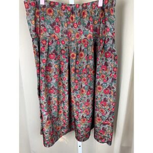 Vintage 90s Notations Floral Midi Skirt‎ High Waist Autumn Cottagecore 14